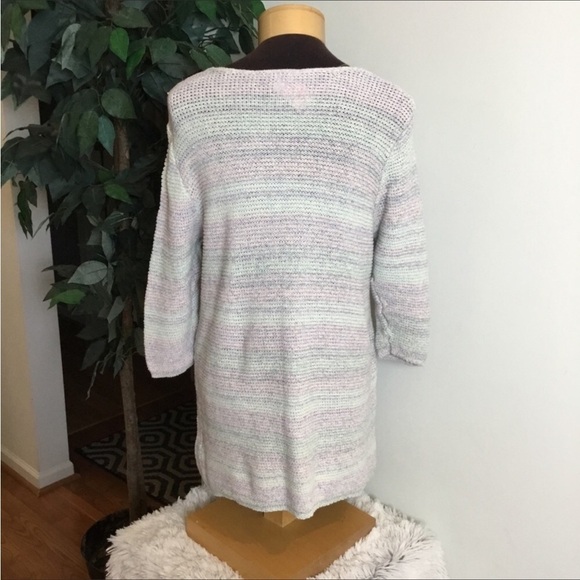 J Jill sweater Womans large heavier weight multi color 3/4 sleeve crew n… - Picture 2 of 12